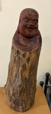 Vintage Carved Wooden Chinese Laughing Buddha Budai
