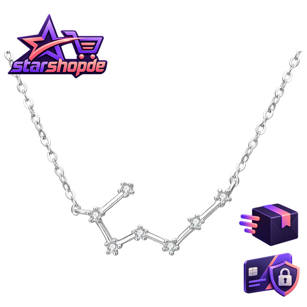 Halskette 925 Sterling Silber Sternzeichen Cubic Zirconia AnhäNger FüR Damen-image