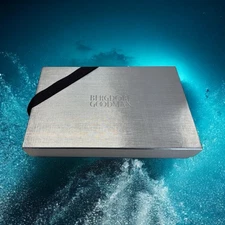 Authentic Bergdorf Goodman Empty Gift Box w Ribbon Card & Tissue 11.5”x7.25”x2.5