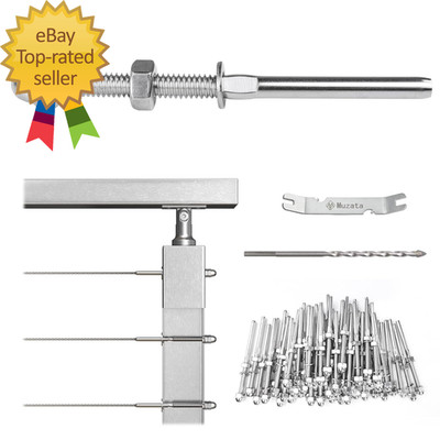 60 Pack 1/8'' Cable Railing Hardware Kit Hand Swage Threaded Stud Tensioner