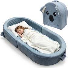 Cute Foldable Toddler Travel Bed Portable Soft Foam Floor Bed for Kids W/