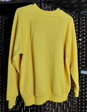 Unisex Adults Yellow Pullover Sweatshirt Crew Neck Long Sleeve Solid Size M