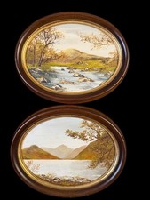 Tom & Kate Holland Oil On Boards Lake District Paintings Oval Frames Wastwater