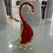 Murano Duck Uranium Vaseline 5 1/4 Inch High, Gorgeous Glow, And Cutest Feet