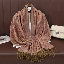 Vibrant Multicolor Cashmere Feel Polyester Paisley Shawl Wrap Scarf Gift