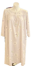 Aria Collection Flannel Nightgown Purple Floral Scoop Neck Buttons Size Large