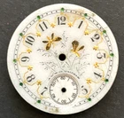 Antique AWW Waltham 0s Pocket Watch Fancy Dial Parts 28.8mm Green Butterfly USA
