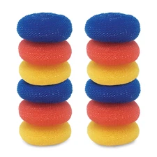 Jumbo 4" Plastic Mesh Scouring Pads 12 Pk Non-Scratch Assorted Colors by LOLA