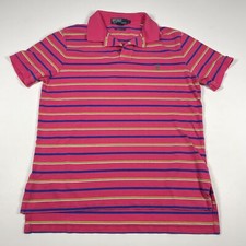 Vintage Polo Ralph Lauren Mens Polo Shirt Size L Pink Striped Made In USA