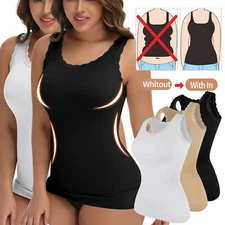 Women Tummy Control Compression Tank Top Body Shaper Vest Shapewea Lace Camisole