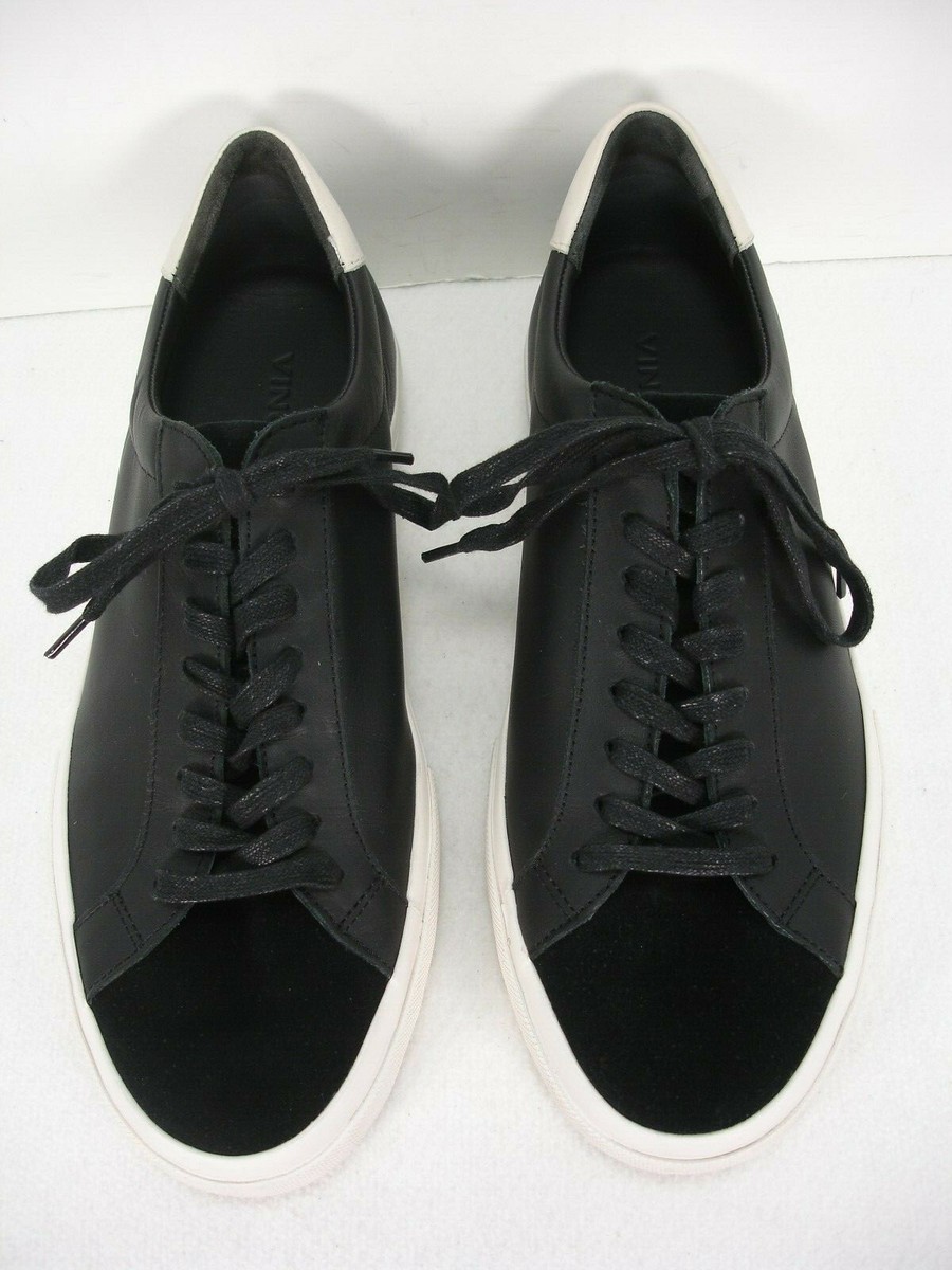 VINCE BLACK LEATHER SUEDE TOE LACE UP FASHION SNEAKERS SHOES  display picture 1