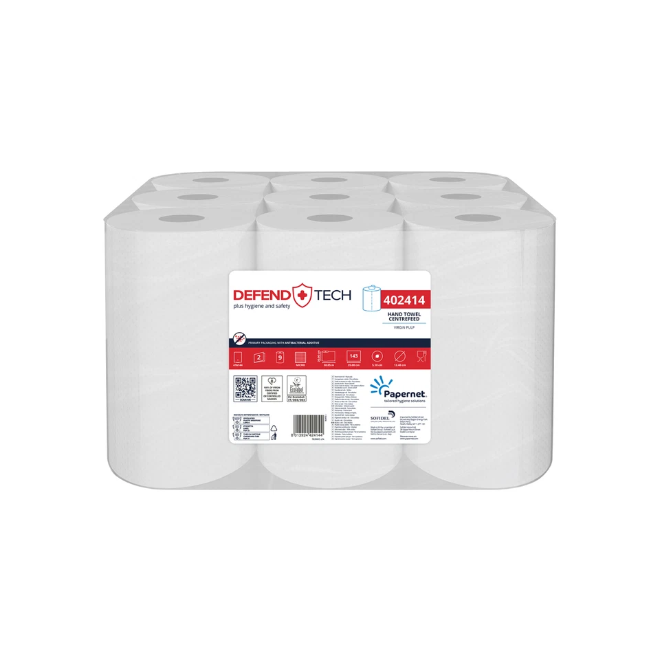 PAPERNET 9 Handtuchrollen 2 lagig für Spender Rolle a 143 Blatt 402414 M1