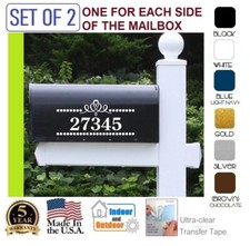 SET OF 2 CUSTOM PERSONALIZED VINYL MAILBOX NUMBERS NAME DECAL, Model 28