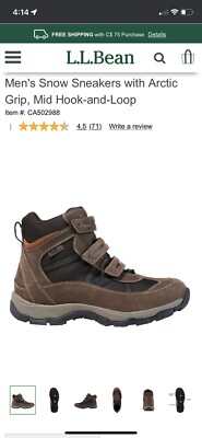 LL Bean Boots Snow Sneakers Arctic Grip 