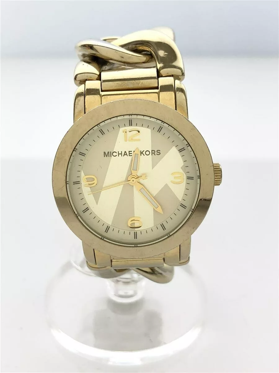 NEW MICHAEL KORS RUNWAY TWIST GOLD TONE CHAIN ROUND GOLD DIAL