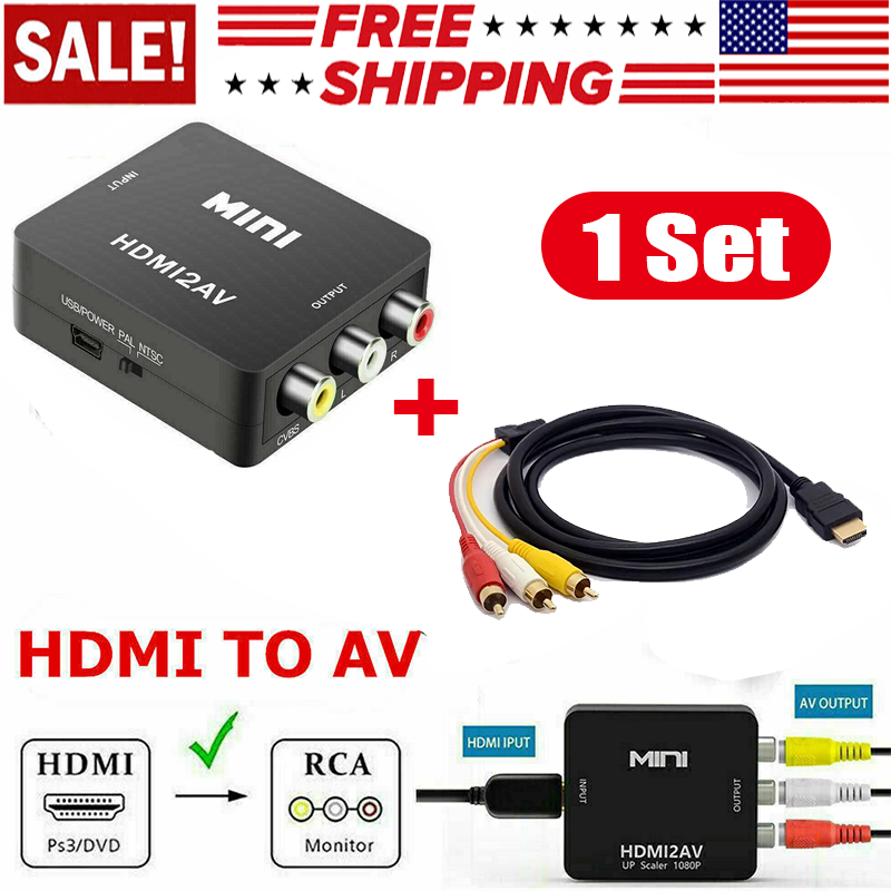 HDMI To RCA AV Adapter Converter Cable CVBS 3RCA 1080P Composite