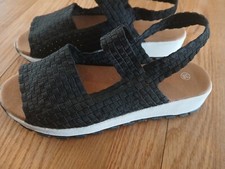 Bernie Mev Woven Strappy Comfort Sandals Shoes Black Women's Size 38 EU US 7.5