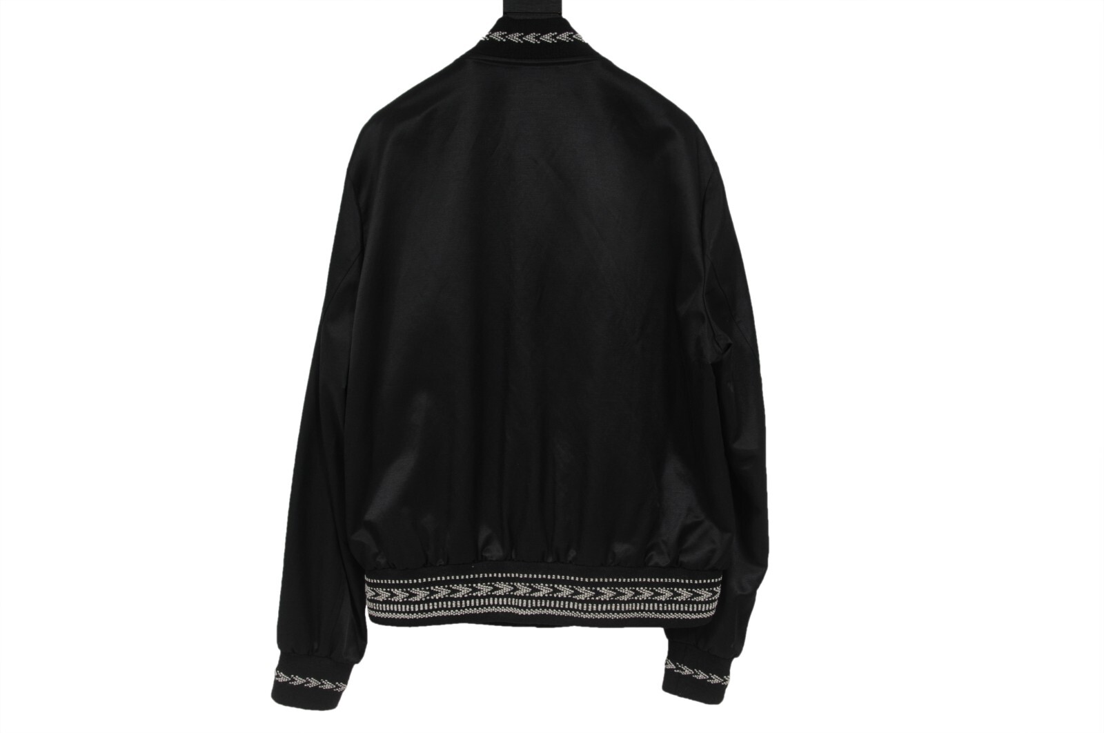 Giacca bomber Saint Laurent uomo Ikat taglia IT 54 nero raso orsacchiotto bottoni a pressione