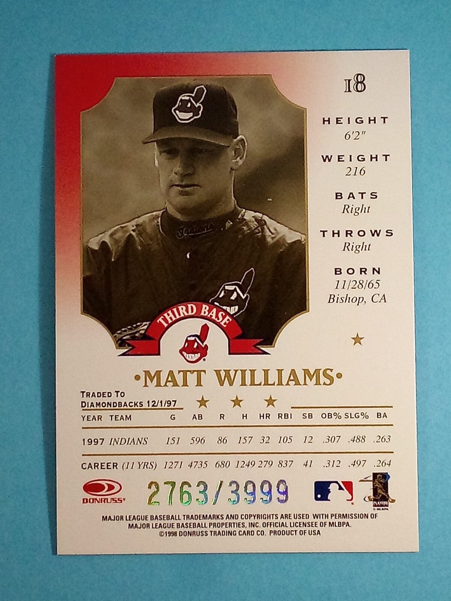 1998 Leaf Fractal Materials Matt Williams Cleveland #18 2763/3999