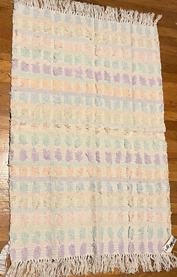 New St. Moritz 30'' x 50'' Cotton Throw Rug W/ Fringe, Handwoven Melody Pattern