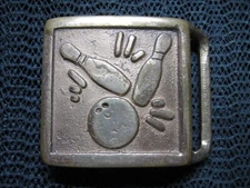 BOWLING STRIKE BRASS HIPPIE BELT BUCKLE! VINTAGE! VALLEAU STUDIO TECH ETHER! 70s