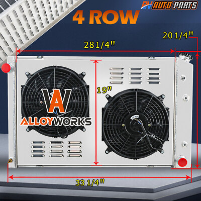 4 Row Radiator Shroud Fans For 1973-1987 Chevy C10 C20/30 K10 K20 K30 GMC Pickup