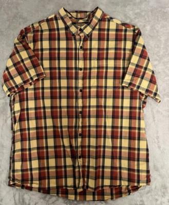 RED HEAD Shirt Men's 2XL Red Plaid Short Sleeve Button Casual Outdoor Workwear