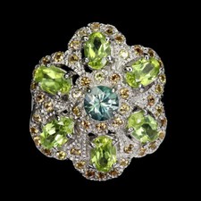 925 Sterling Silver Ring Oval Peridot 6x4mm Sapphire Gemstone Jewelry Size 8