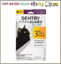 Sentry Fiproguard Flea and Tick Topical Drops for Cats 6 Doses Treatment Control