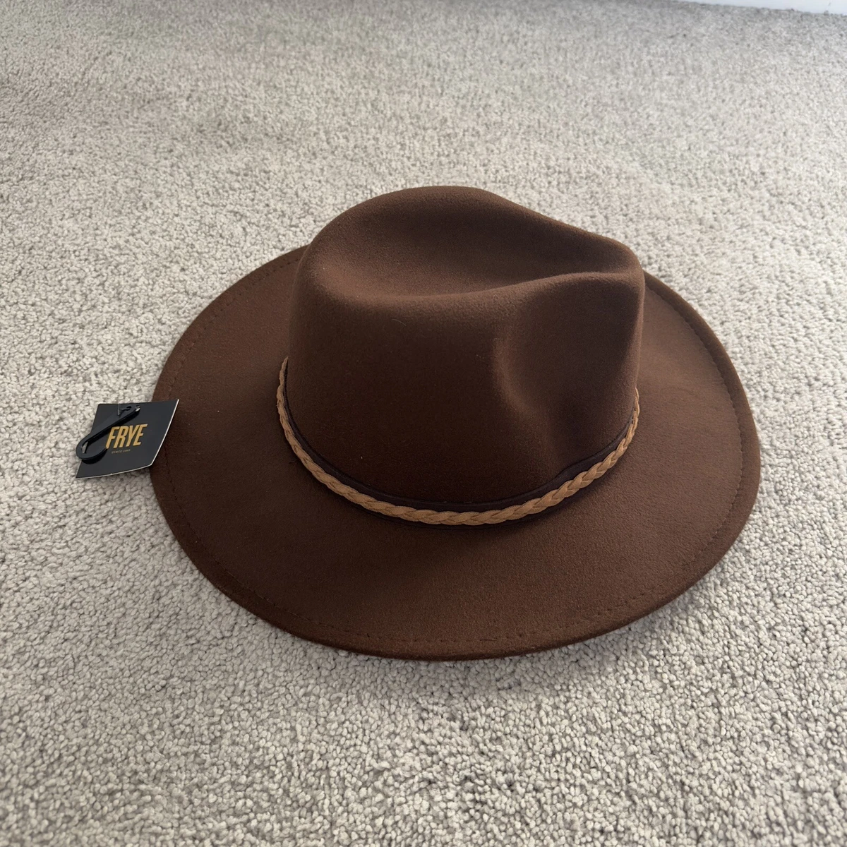 FRYE Hat Mens One Size Brown Fedora Western Polyester lined Casual