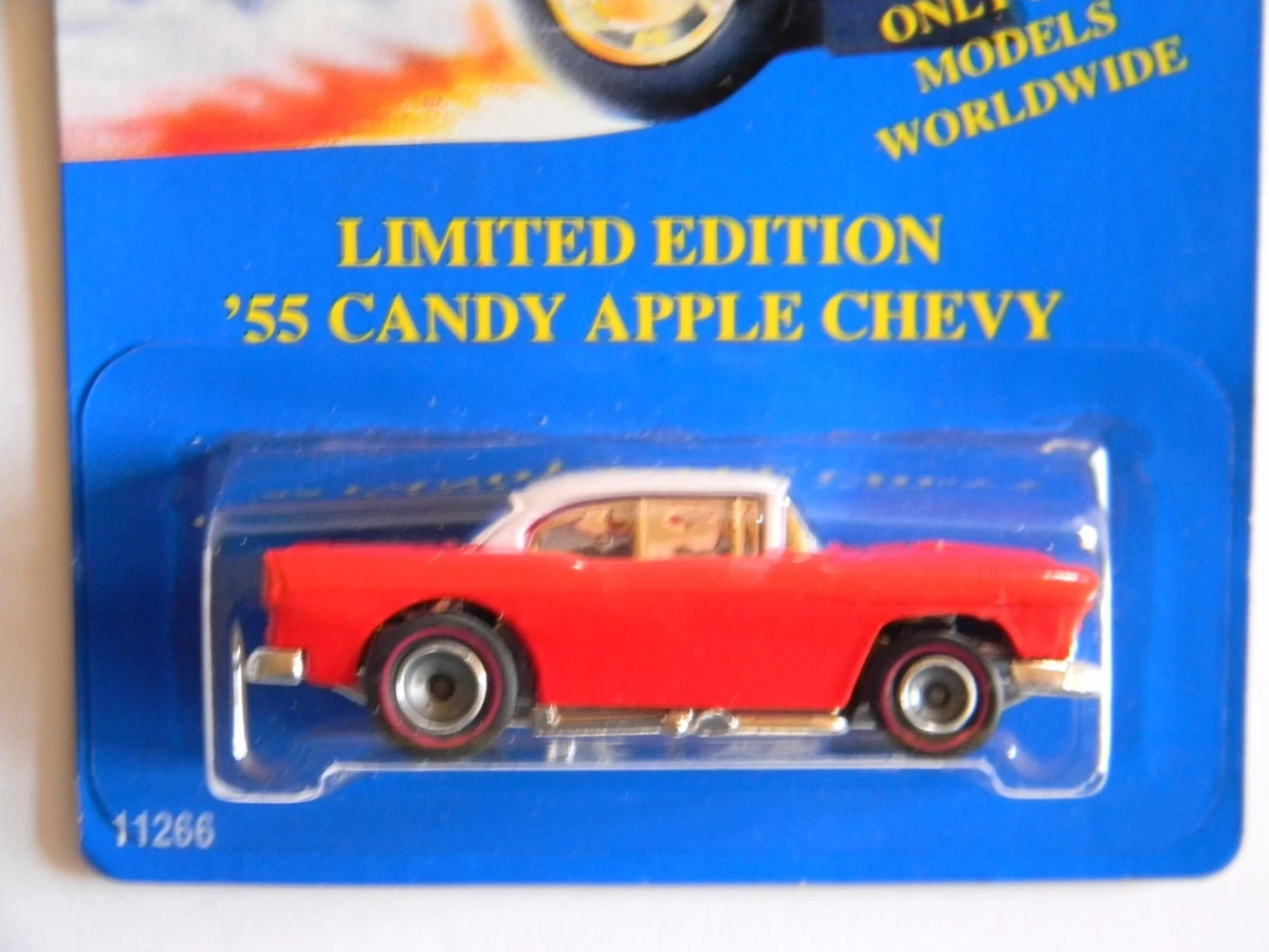 RARE- CANDY APPLE RED '55 CHEVY- BLUE CARD-HOT WHEELS-ORIGINAL-VHTF-LIMITED  ED.