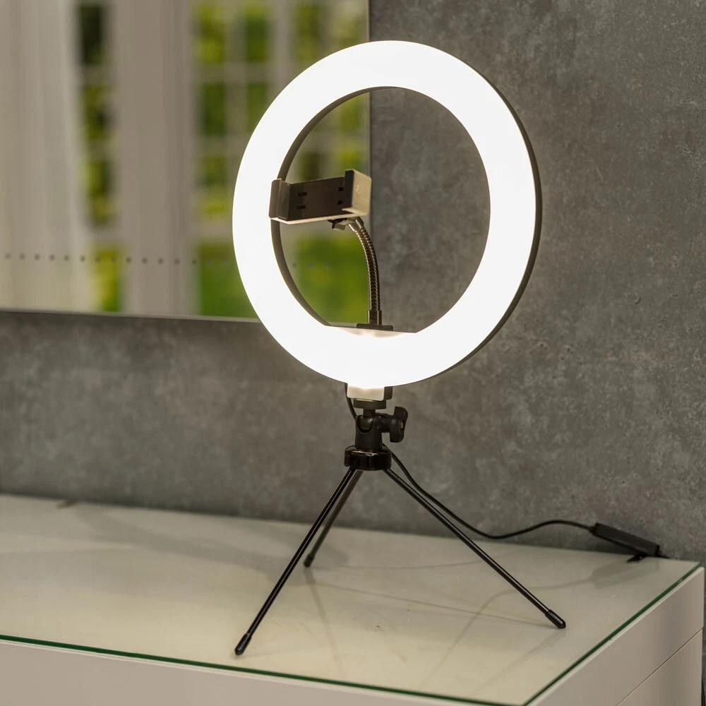 50cm Table Top Ring Light USB Selfie Make Up Vanity Lighting Stand Phone Holder
