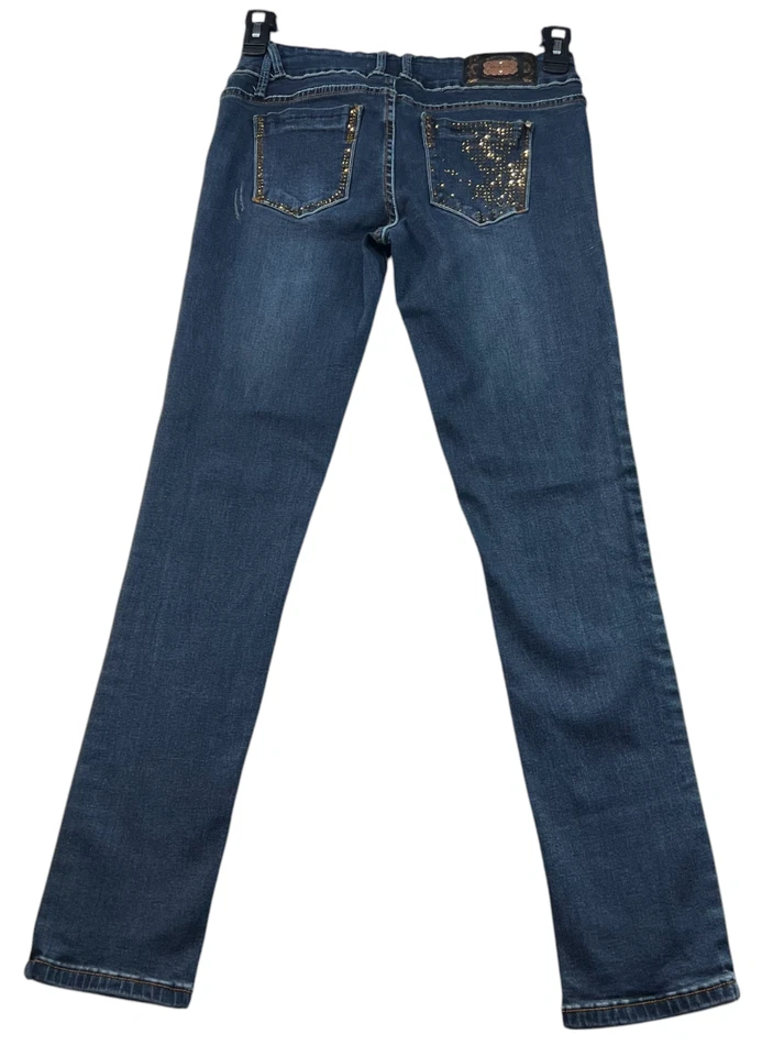VO Skinny Jeans Womens Size 29 Blue Denim Pockets Embellished Distressed - Image 2 of 4