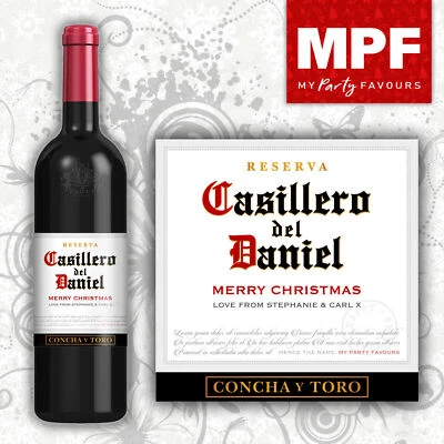 MY PARTY FAVOURS Personalised CHRISTMAS Wine Bottle Label - Casillero del Diablo Style