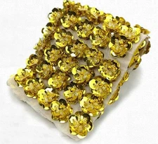 50Pcs/15Mm Sequins Embroidery Flower Patches Arts Crafts Sewing Patches (Gold E)