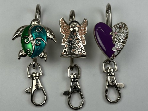 Alexx Finders Key Purse Hook For Bag Purse Turtle, Angel, Purple Heart Lot of 3