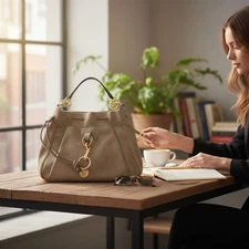 See By Chloe Tony Bucket Bag Medium Suede Motty Gray Black Strap Shoulder Bag