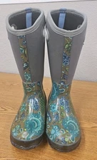 BOGS Classic High Boot Womens Size 7 Waterproof 72261 Pull On Paisley Print Teal
