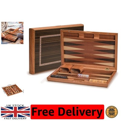 Klassisches Backgammon-Set aus Holz, 33 cm Dorne - Intarsien Handarbeit & Zubehör