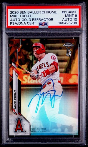 2020 Topps Chrome Mike Trout /50 Auto 10 PSA 9