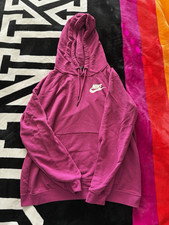 Nike Pink Pullover Hoodie Women's M Regular Cotton Fleece Logo Hooded Pockets