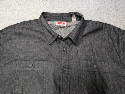 WRANGLER Men's Heather Black Sherpa Faux Lined Worker Button Shirt Jacket 3XL - Picture 3 of 12