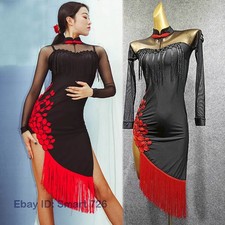 Latin Rumba Salsa Fringes Rhythm Ballroom Performance Dance Dress Cha Cha Tango