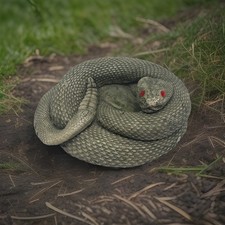 Vintage Coiled Rattlesnake Ashtray/Figurine R...
