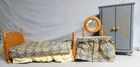 Vintage 1958 Mattel Wood Mid Century Barbie Doll Furniture Bed, Wardrobe & Table