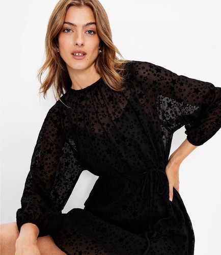 LOFT Star Tie Waist Dress - Large