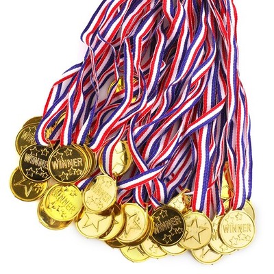 Gosknor 30 Pcs Gold Medals for Kids, 13.3x1.5x0.1'', gold, red, blue, white 
