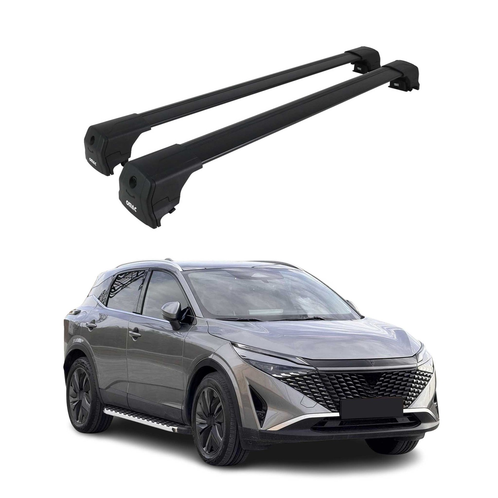 Barres de toit alu noir Nissan Qashqai J12 avec système antivol intégré