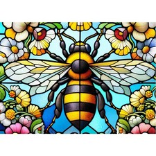1000 Piece Jigsaw Puzzle For Adults Stained Glass Bee Nature Insect Art Fun