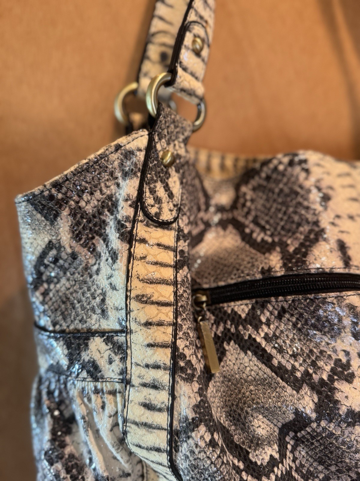 The Find Python Pattern Leather Large tote Handba… - image 5